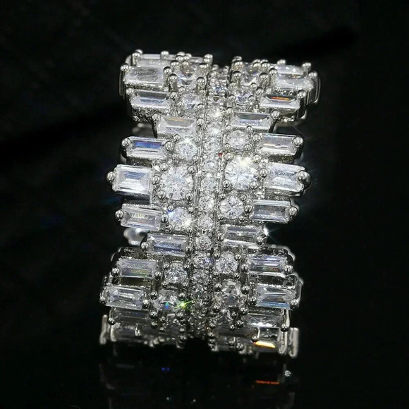 NEW 925 Sterling Silver Diamond Eternity Ring Statement Ring Band - Picture 5 of 8